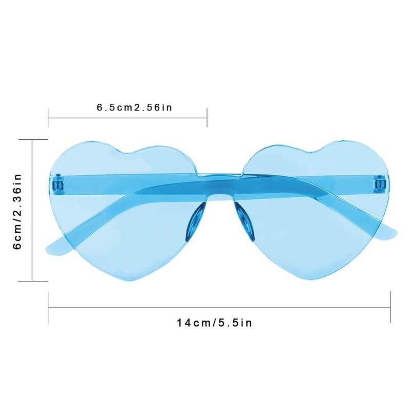 Lotsdonxia Love Heart Shape Sunglasses Stylish Rimless One-Piece Transparent Glasses