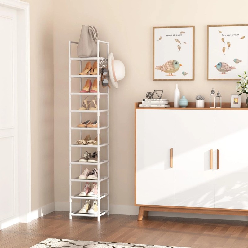Lanteful Tall Narrow Shoe Rack 10-Tier Skinny Shoe Shelf Storage