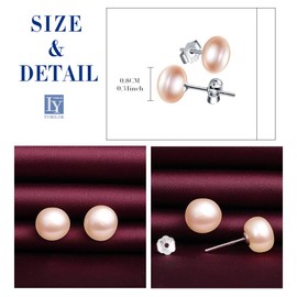 Yumilok Simulated Freshwater Pearl Stud Earrings Pink Pearl Size 8mm