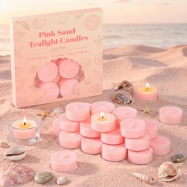 16Pcs Pink Sand Scented Tealight Candles | Soy Wax | 4H | Home Spa Decor