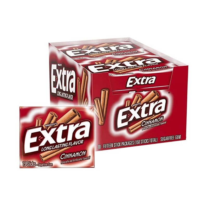 EXTRA Gum Sugarfree Chewing Gum, 15 Pieces (Pack of 10)
