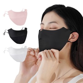 COMEDYKING 2025 Summer New Release! 3-Piece Sun Protection Mask, Face Cover, Cooling Mask, Prevents Ear Pain, 99% of UV Protection, Sunburn Protection, Heatstroke Prevention, 3D Structure, Small Face