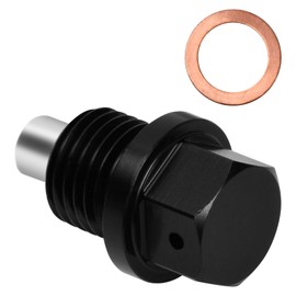 Black Oil Pan Screw Universal M14 x 1.5 Oil Drain Plug Magnetic Oil Pan Aluminium Alloy Car Oil Plug with Seals for All Other Car Models with 14 x 1.5 Thread
