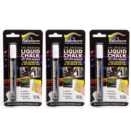 3 x White Liquid Chalk Marker Pens - 5mm CHISEL NIB