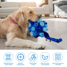 mizikuu Snuffle Ball for Dogs, Sniffing Rug, Safe Material, Interactive Dog Toy, Portable Snuffle Toy, Washable Feeding Mat, Odour Training for Small, Medium Dogs, Blue