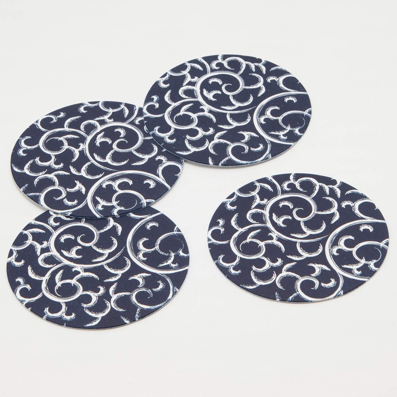 Endoshoji PKCR701 Commercial Paper Coasters, Arabesque, 100 Piece Set, Navy Blue,