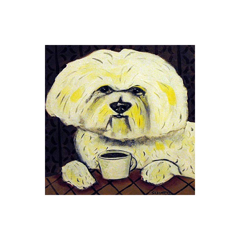 Bichon Frise at the Cafe Coffee Shop dog art tile