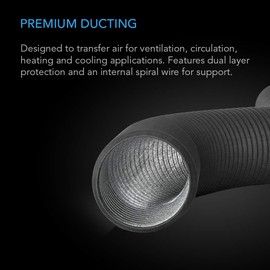 AC Infinity Flexible 8-Inch Aluminum Ducting, Heavy-Duty Four-Layer Protection, 8-Feet Long for Heating Cooling Ventilation and Exhaust