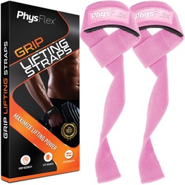 Grip Lifting Straps for Weightlifting and Strength Training, Premium Cotton and Padded Wrist Wraps, Gym Deadlift for Men & Women (Pink, 1-Pair)