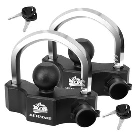 METOWARE Universal Trailer Coupler Ball Lock, Adjustable Heavy-Duty Trailer Hitch Locks Fit 1-7/8 Inch, 2 Inch, 2-5/16 Inch Couplers with 4 Keys Alike (2 Pack Black)
