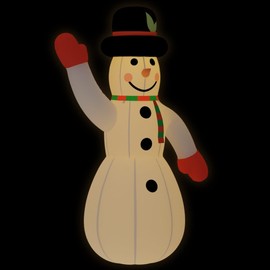 Vivastate Joyful Inflatable Snowman for Holiday Cheer, Festively Lit with LED Lights, Easy to Inflate, Christmas Decorations, White