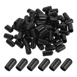 PATIKIL 8ミリメートルビニールラバーエンドキャップ 100個パック柔軟ボルトスクリューカバーキャップ丸いスレッドプロテクターキャップ金属チューブロッドボルト用 黒