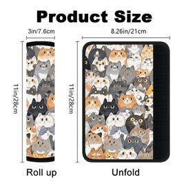 DOODLREAM 2Pcs Soft Auto Seat Belt Cover Pad Cute Cat Print Colorful Car Seatbelt Shoulder Cushion for Comfortable Driving, Compatible with All Cars' Seatbelt and Backpack Straps