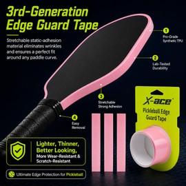 3.0 Pickleball Edge Guard Tape 3-Pack - Stretchable Electrostatic Adsorption Protection for 16mm Paddles, 30mm x 750mm - No Glue Residue, Self-Healing Bubble-Free Shield (Soft Pink Gradient - 3pcs)