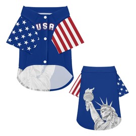 4th of July Dog Shirt Independence Day Puppy Clothes with American Flag Tee for Small Medium Large Pet Breathable Patriotic Tank Top Outfit