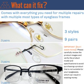 mingbuy Eyeglass Repair Kit Eyeglass Nose Pads Glasses Repair kit with Screws 3 Types of Nose Pads 80+ Screws Included 8 pcs of Precision Screw Sets (17)