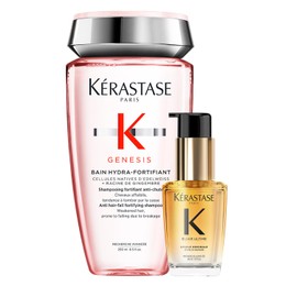 KÉRASTASE SET Shampoo Genesis Bain Riche 250 ml + aceite capilar Elixir Ultime 30 ml| Frena la caída y aporta brillo intenso