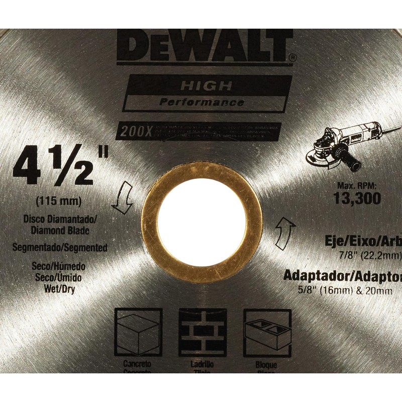 DEWALT DW47452HP Disco Diamantado Segmentado 4-1/2 x 7/8 x 5/8