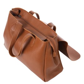 Mabel London Womens Soft Leather Retro Vintage Top-Handle Tote Shoulder Handbag with Make up Bag - Cloe (Navy)