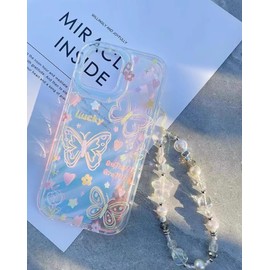 IThreeLuck Cute Phone Charms Strap, Pearl Bracelet Wrist Strap, Beaded Camera Wrist Strap