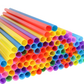 100pcs Jumbo Smoothie Straws, Chetexus Colorful Disposable Wide-mouthed Large Smoothie Straw Plastic Milkshake Straw (0.4" Diameter and 10.2" Long)