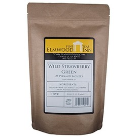 Elmwood Inn Fine Teas, Wild Strawberry Green Tea, 25 Pyramid Sachet Tea Bags