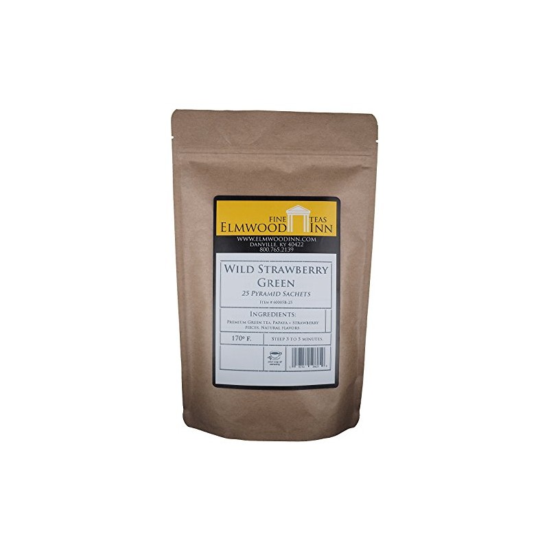 Elmwood Inn Fine Teas, Wild Strawberry Green Tea, 25 Pyramid