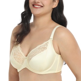 HSIA Women's Minimizer Bra Full Coverage Lightly Unlined Bra Plus Size Underwire Full Figure Bras 42C Warm Nude/