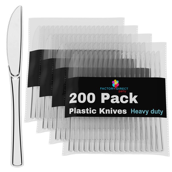 Exquisite Disposable Clear Plastic Knives 200 Pcs - Heavy Duty