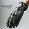 RIDEZ RLG2201-GR-M Motorcycle Genuine Leather Gloves, Smartphone Compatible, Men's Protector,
