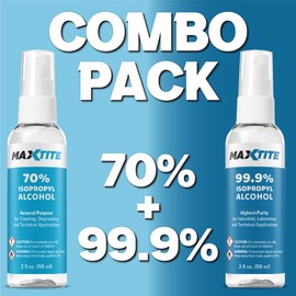 MaxTite Isopropyl Alcohol 2.3 fl oz Spray - 70% & 99.9% Combo Pack - Made in The USA