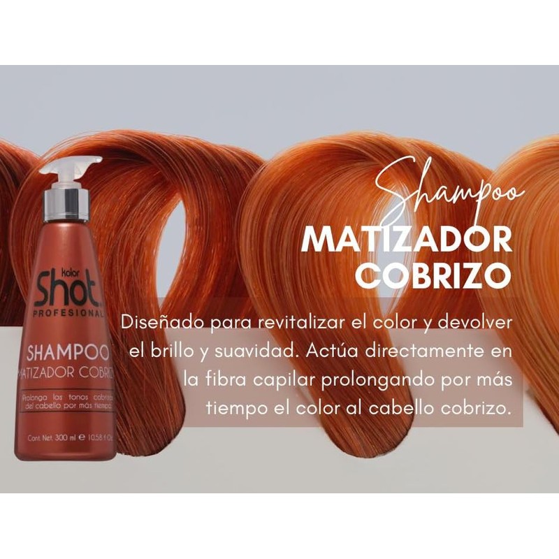 Kolor Shot Shampoo Matizador Tono Cobrizo Prolonga los tonos Cobrizos