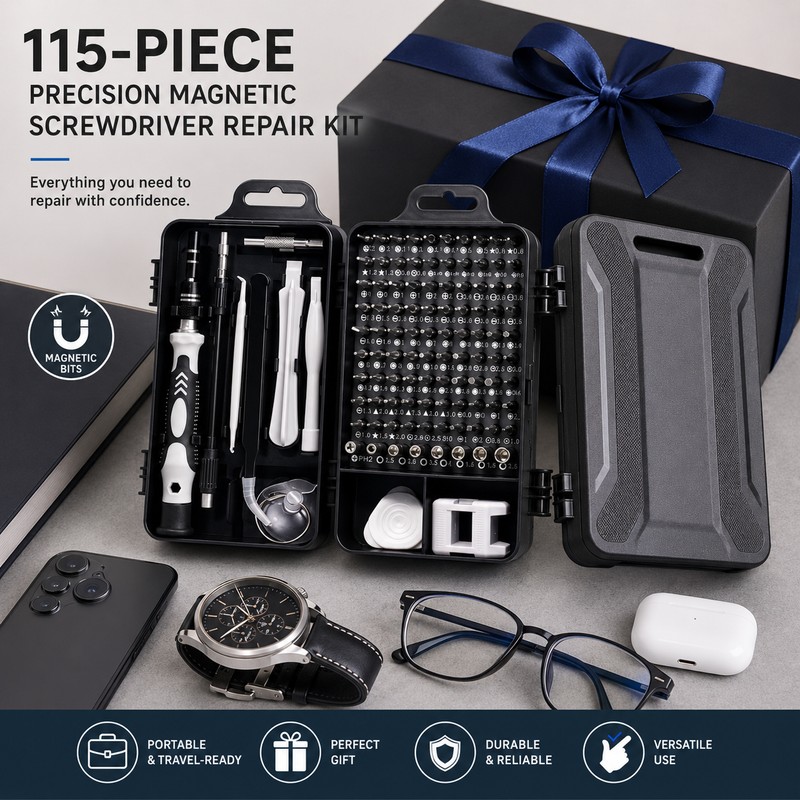 115-in-1 Precision Screwdriver Set for Electronics Repair – Magnetic Multi-Bit
