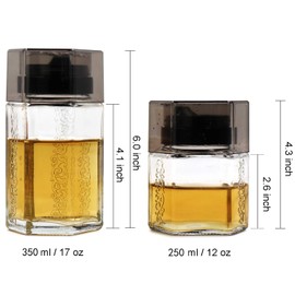 TOSSOW Glass Honey dispenser Oil Bottle Leakproof Condiment Container Oil Vinegar Cruet with Pourers and Funnel Olive Oil Carafe Decanter Non-Drip Spout for Kitchen Cooking 250ml/8.5oz Black