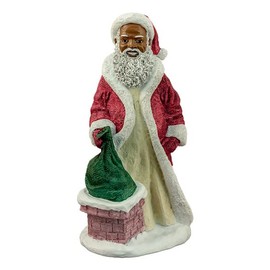 Black Santa with a Gift Sack by The Chimney Collectible Figurine, 11" Tall