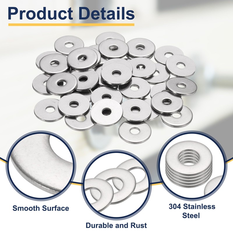sourcing map M5 Flat Washer for Screw, 60Pcs Metal Washers