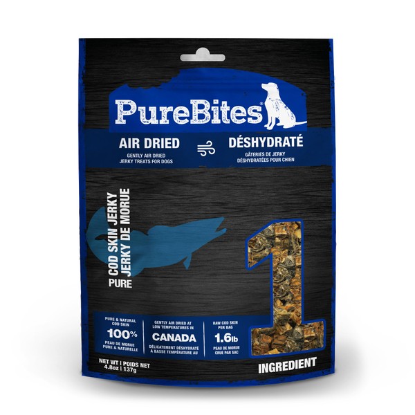 PureBites Cod Jerky Dog Treats, 1 Ingredient, Made in Canada,