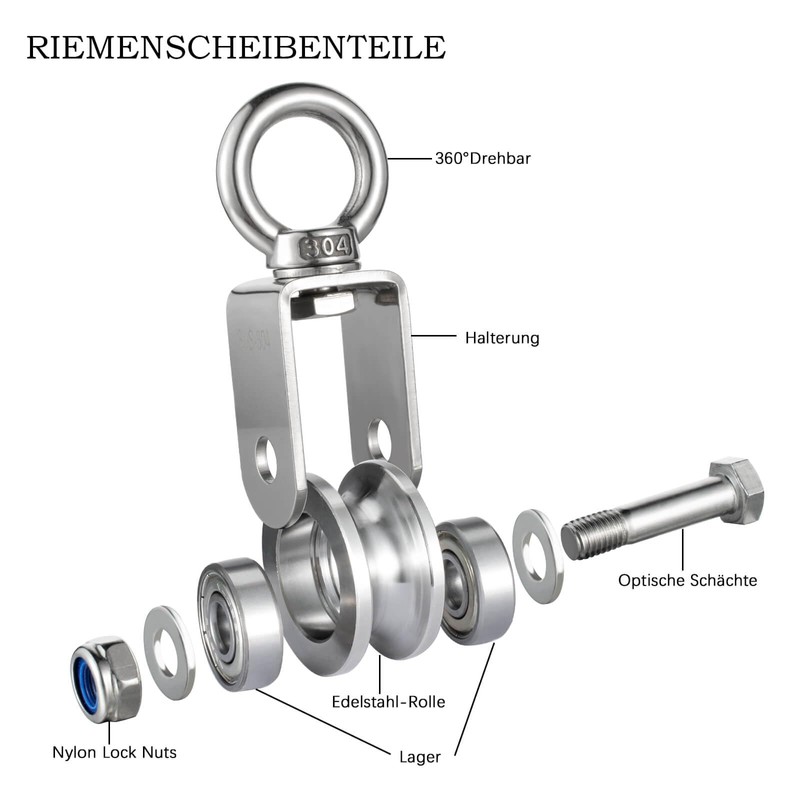 Pulley Wheel with 2 Bearing, Cable Pully Block Heavy Duty