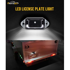 Partsam LED License Plate Light Waterproof 12V DC License Tag Light with Holder Drainage Hole ABS Housing PC Lens for Trailer Truck Pickup UTV ATV RV Boat 12V DOT Compliant