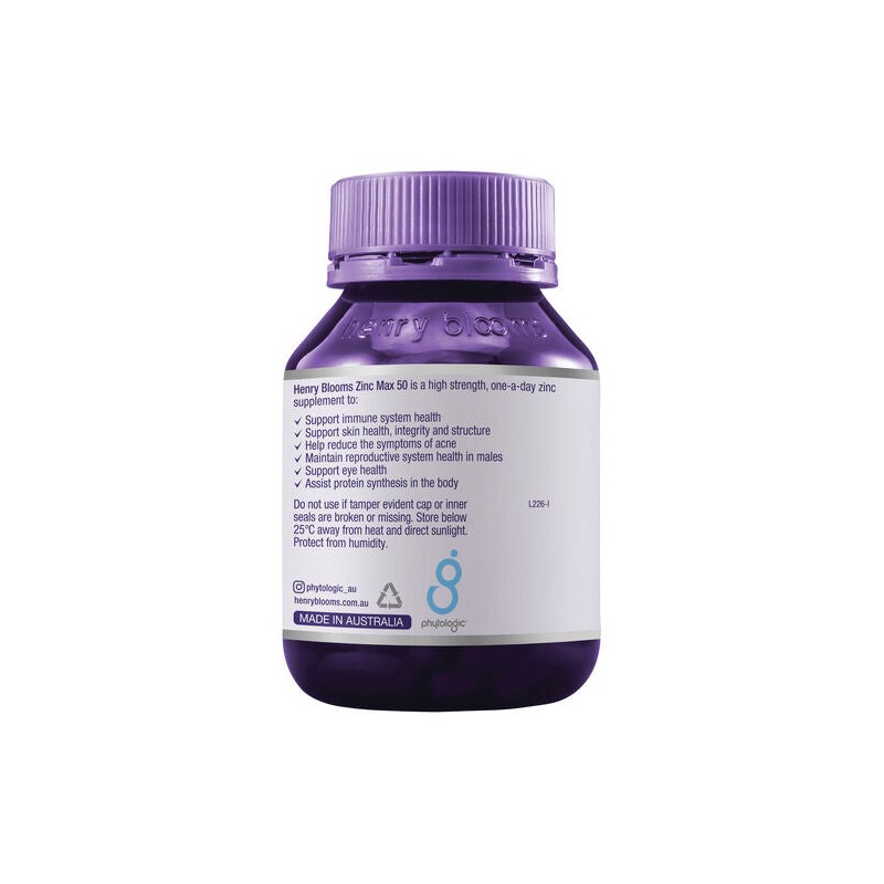 Henry Blooms Zinc Max 50Mg 60 Capsules