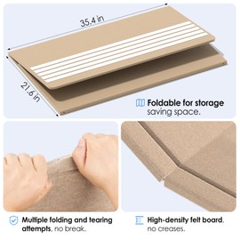 MaxGear Extra Large Bulletin Board 60" x 36", Foldable Felt Board Vision Board Supplies, Cork Board for Office, Home, School, Small Pin Boards for Walls Decorative Display Board Beige Brown