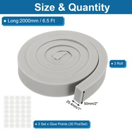 PATIKIL Air Conditioner Foam Seal Strip, 6.5 Ft x 2" x 1" Window AC Weather Stripping Insulation Sealing Tape with Glue Point Non-Adhesive for Air Conditioner, Door, Window, Black