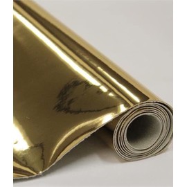 Patent Chrome Mirror Glossy Vinyl TPU Leatherettes Fabric Fake Leather 54" Wide for Shoes Bags Clothing Upholstery Sewing Patchwork & Craft Applique (Sold by The Yard) (Gold)