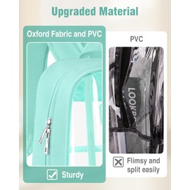 Soimeat Heavy Duty Clear Backpack, Fabric & PVC Transparent Bookbag for School, See Through Backpacks with Reinforced Strap for Women Men, Large Capacity Clear Bag for College, Travel, Security, Green