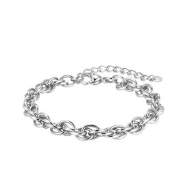 14K Gold/Silver 316L Waterproof Stainless Steel Bracelet for Men, Cuban Chain, W: 8/9/6 mm, L: 6.7 "+2, Hypoallergenic Jewellery, Birthday Gifts, Friends, Stainless Steel, No gemstone