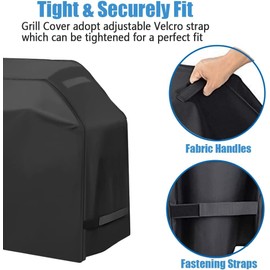 BBQ Grill Cover, Waterproof 210D Heavy-Duty Gas Grill Cover, Anti-UV Material with Elastic Strap (145 * 61 * 117 CM)