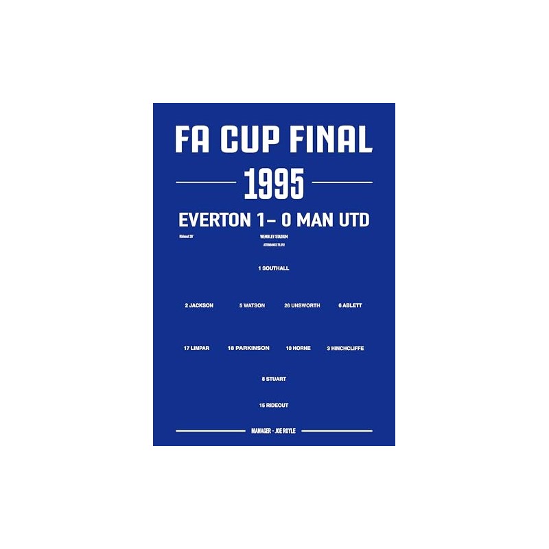 1995 FA Cup Final Everton Wall Art, Wembley Stadium Team