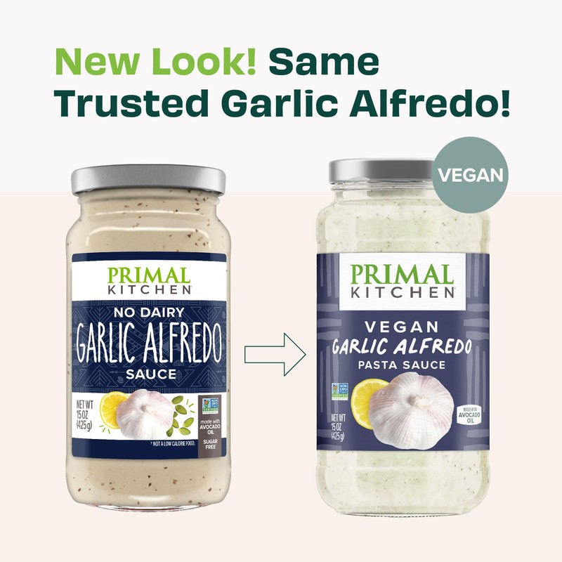 Primal Kitchen No-Dairy Alfredo Pasta Sauce 2-Pack, No Added Sugar,