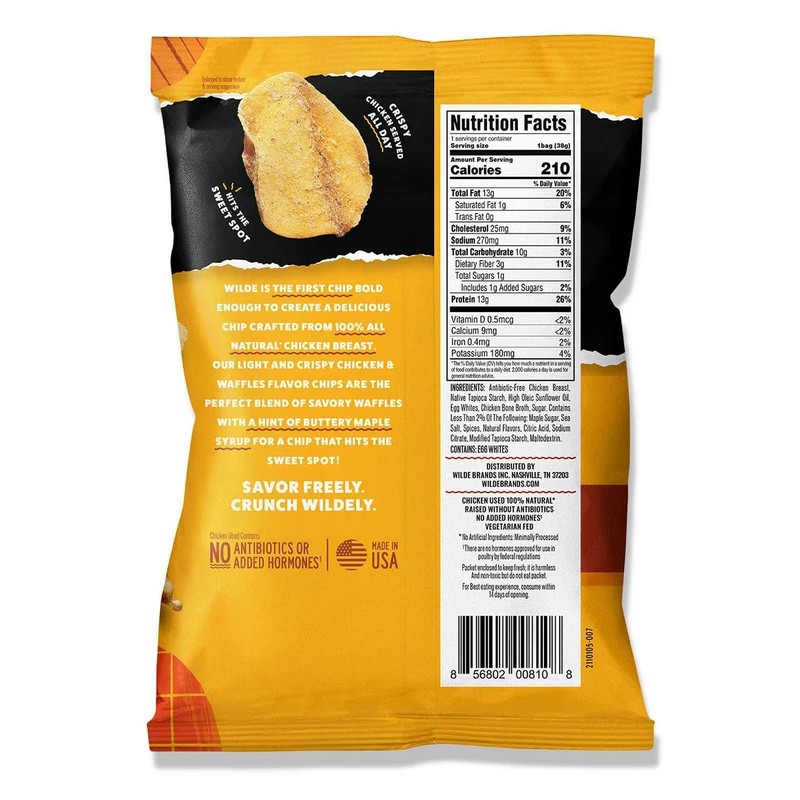 WILDE 13g Chicken & Waffles Protein Chips, 8 pk.