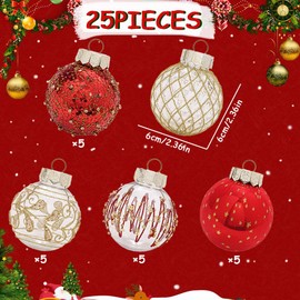 25Pcs Christmas Ornaments Sets 2.36” Christmas Ball Ornaments Christmas Tree Ornaments Shatterproof Xmas Balls Bulbs for Holiday Wedding Party Christmas Tree Decoration（Pink White）